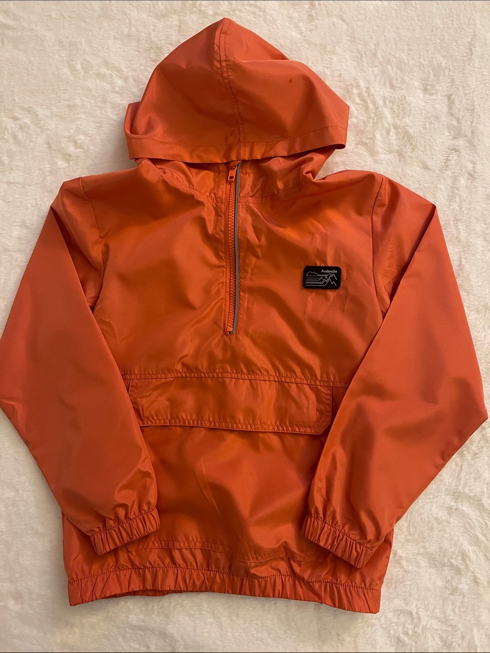 Avalanche Kids' Lightweight Orange Hooded Anorak Jacket SZ 7/8